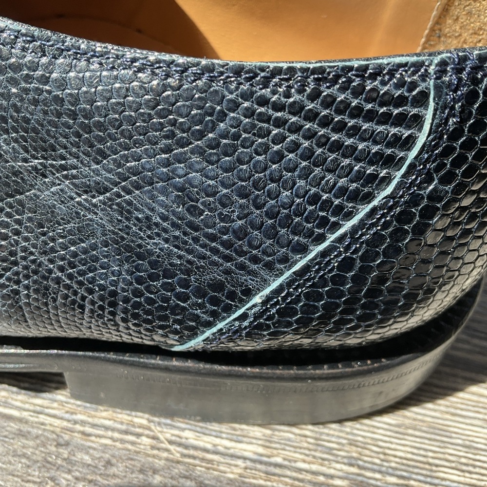 David Eden YUMA Mens Size 11 Genuine Crocodile Teju Lizard Dress Shoe Black Monk - Picture 14 of 16